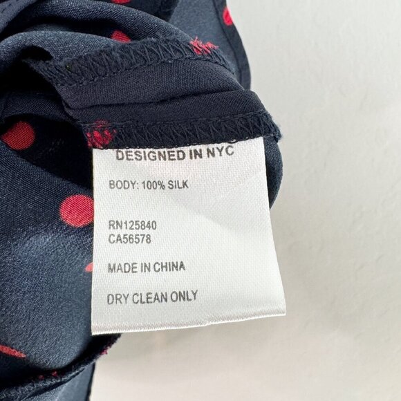 Intermix Women's Silk Polka Dot Dress Blue Red Size Small - Picture 8 of 12